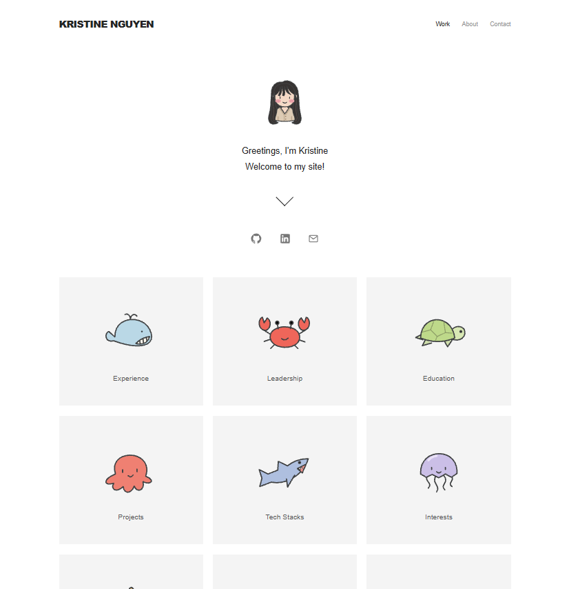 Screenshot of my personal portfolio website